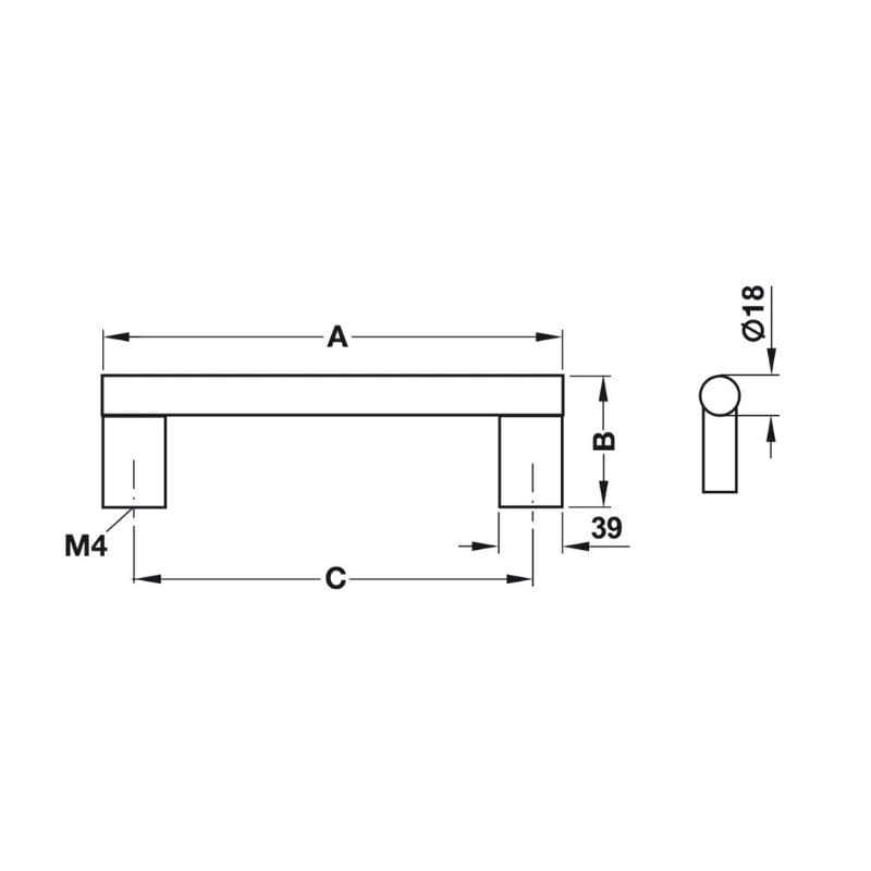 Tay nắm tủ chữ D Hafele 107.55.925 (mạ màu bạc)